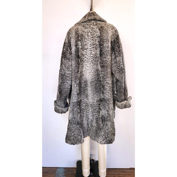 40s 50s Gray Silver Persian Curly Astrakhan Lamb Jacket Coat ITALIAN L XL - Picture 8 of 11